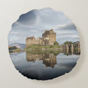 Eilean Donan Castle with reflection in Scotland Round Cushion
