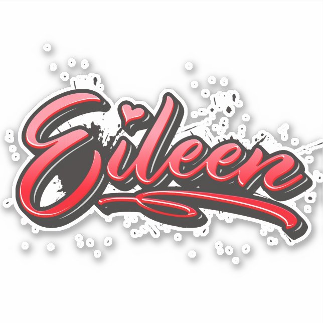Eileen red Heart Graffiti Decal Sticker (Front)