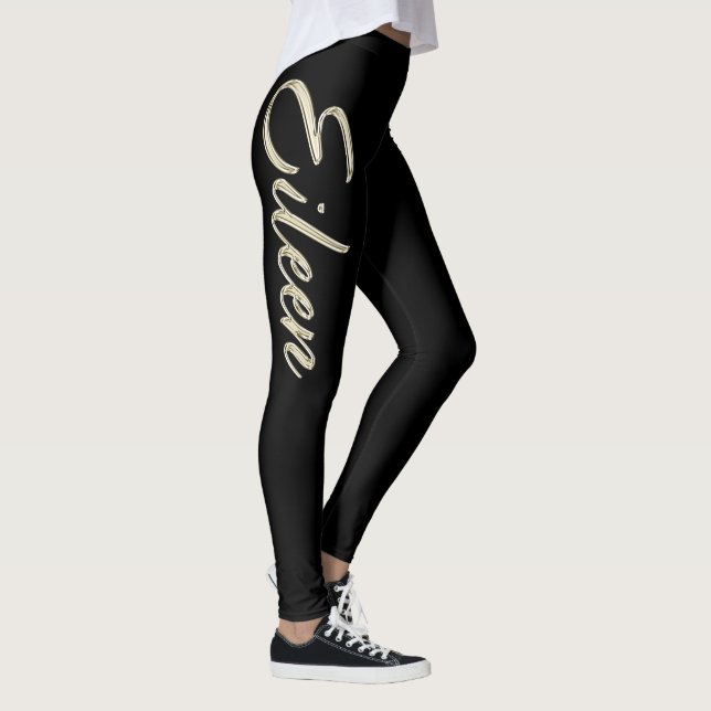 Eileen white gold Handwriting trousers Leggings (Right)