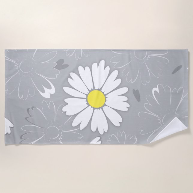 Eilin's Daisy Flower Beach Towel (Front)