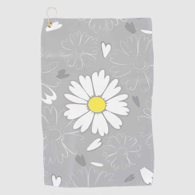 Eilin's Daisy Flower Golf Towel (Front)