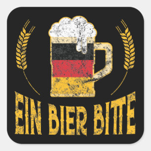Ein Bier Bitte German Flag One Beer Please Square Sticker