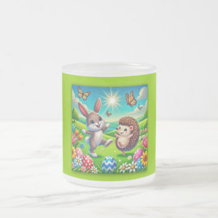 Ein glücklicher Hase und Igel Frosted Glass Coffee Mug