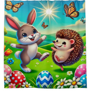 Ein glücklicher Hase und Igel Shower Curtain