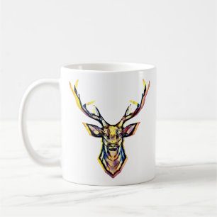 Ein Hirschkopf als buntes Bild im Aquarell Stil   Coffee Mug