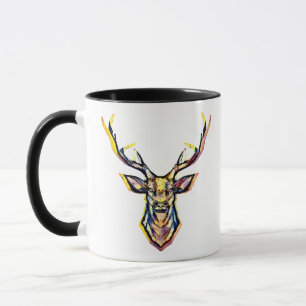 Ein Hirschkopf als buntes Bild im Aquarell Stil    Mug