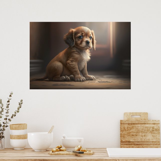 Ein niedliches Poster mit einem Hunde-Welpen (Kitchen)