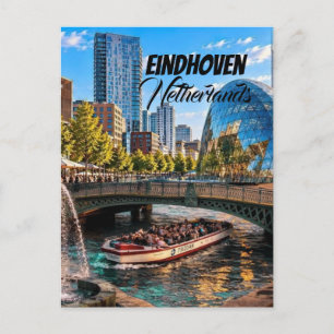 Eindhoven Netherlands Travel Poster, Scenic Canal Postcard