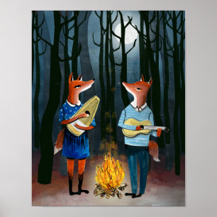 Eine Kleine Foxmusik - Cute Foxes play music. Poster