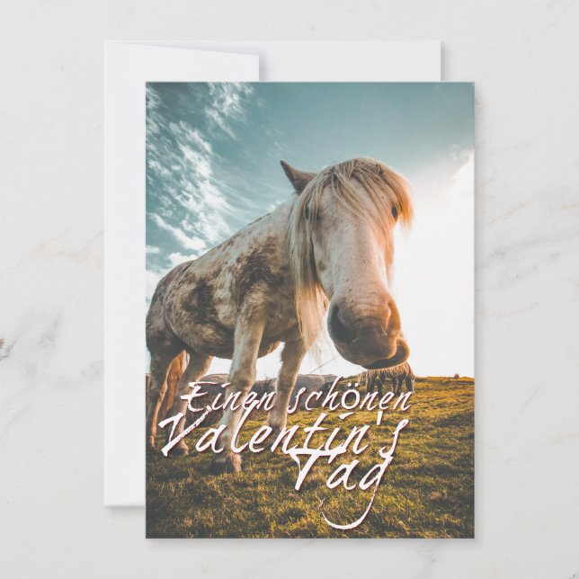 Einen schönen Valentinstag mit schauendem Pferd (Front)