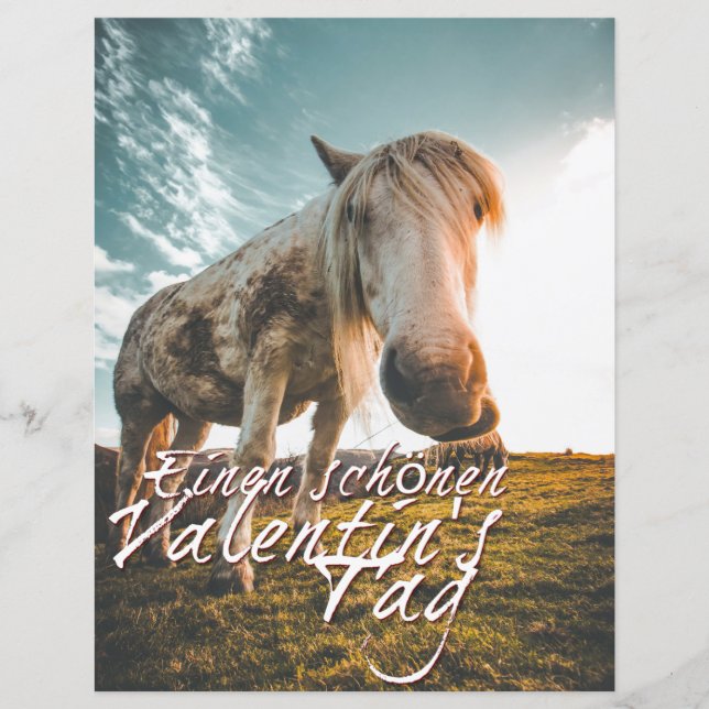 Einen schönen Valentinstag mit schauendem Pferd (Front)