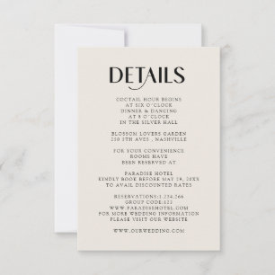 Einfache Moderne Wedding  Detail RSVP Karte Card