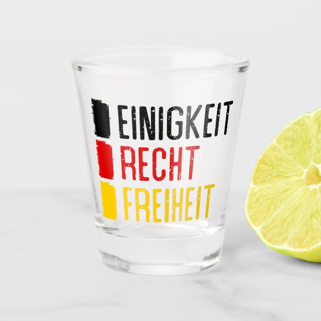 Einigkeit Recht Freiheit, German Motto Shot Glass (Front)