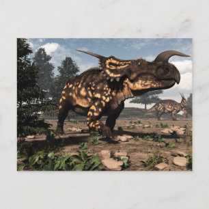 Einiosaurus dinosaurs in the desert - 3D render Postcard