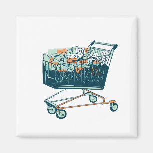 Einkaufwagen mit Klopapier Magnet