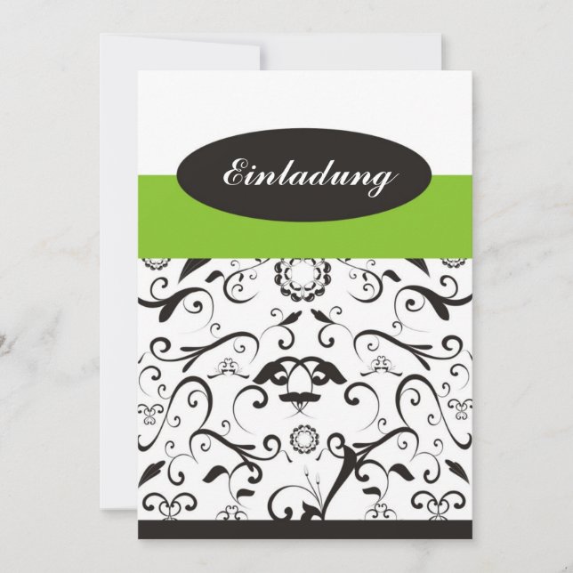 Einladung - black coral grün invitation (Front)
