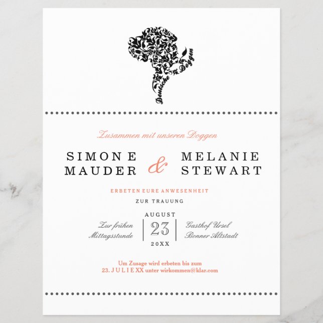 Einladung Flyer Deutsche Doggen Illustration  (Back)