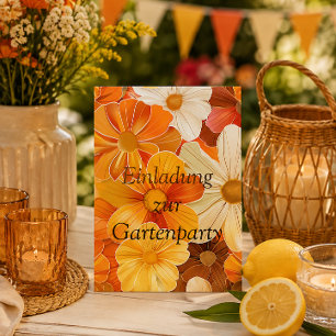 Einladung zur Gartenparty Retro 1970er Stil Invitation Postcard