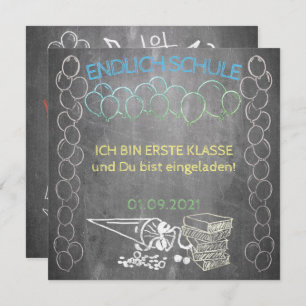 Einladungskarte zur Einschulung im Tafelstil