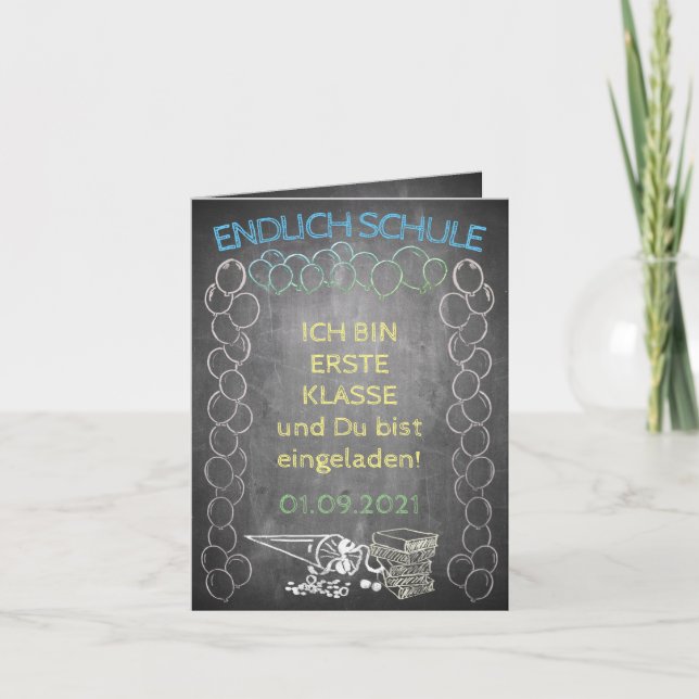 Einladungskarte zur Einschulung im Tafelstil Card (Front)