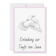 Einladungskarte zur Taufe mit Taubenmotiv Mädchen