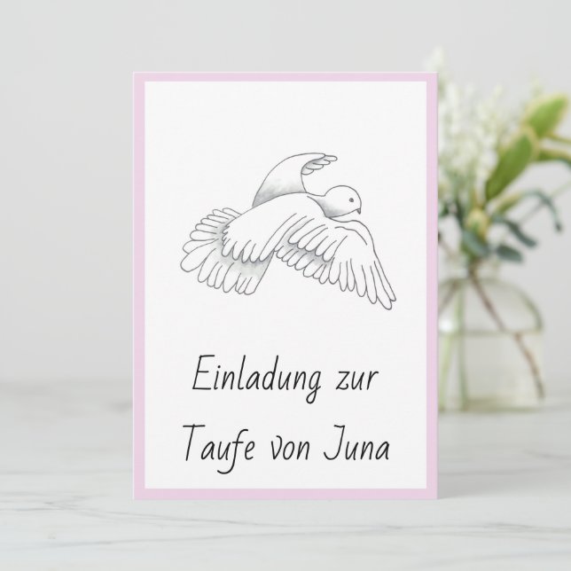 Einladungskarte zur Taufe mit Taubenmotiv Mädchen Holiday Card (Standing Front)