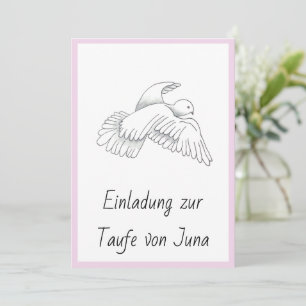 Einladungskarte zur Taufe mit Taubenmotiv Mädchen Holiday Card
