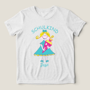 Einschulung Schulkind - Mädchen mit Schultüte 5 Tri-Blend Shirt
