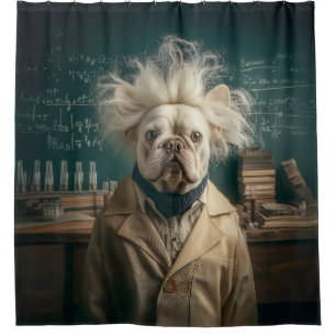 Einstein Pup in Lab Coat Shower Curtain
