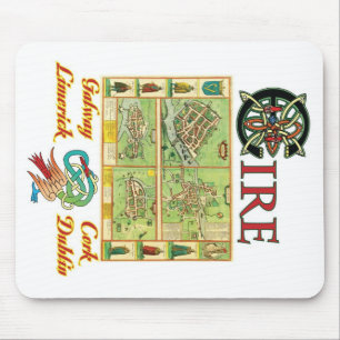Eire Cities Map Mouse Mat