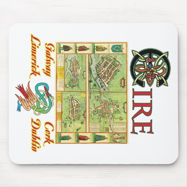 Eire Cities Map Mouse Mat (Front)