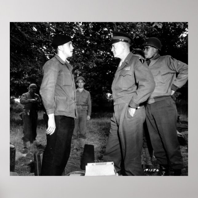 Eisenhower and Bradley Talk to Resistance Poster (Front)