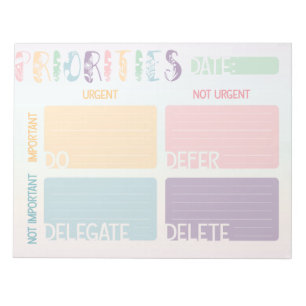 Eisenhower Matrix Priority List Notepad