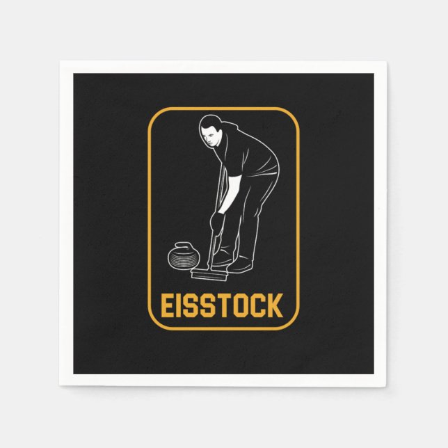 Eisstock Love Curling Ice Chess Ice Sports Gift Napkin (Front)