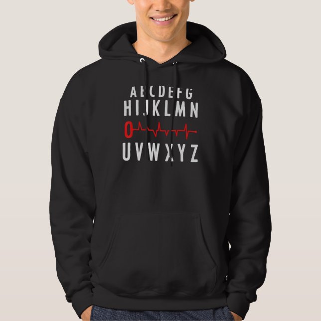 Ekg Alphabet Heartbeat For Cardiologist Electrocar Hoodie (Front)
