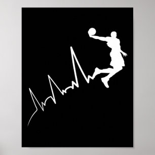 EKG frequency of basketball player heartbeat dunki Poster