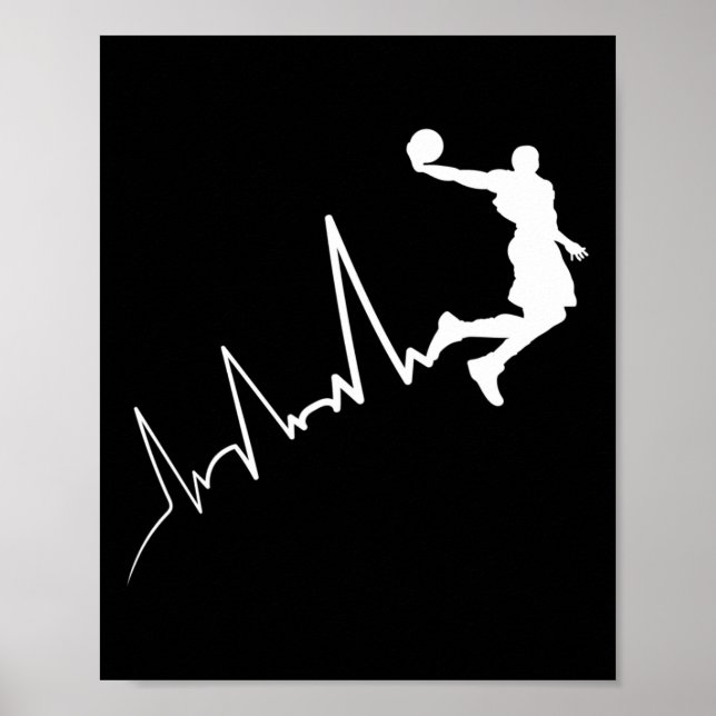 EKG frequency of basketball player heartbeat dunki Poster (Front)