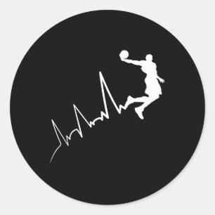 Ekg Frequency Of Bysketbyll Player Heartbeat Dunki Classic Round Sticker
