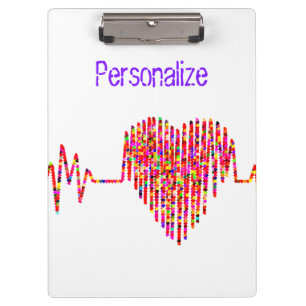 EKG heart line medical  red white Clipboard