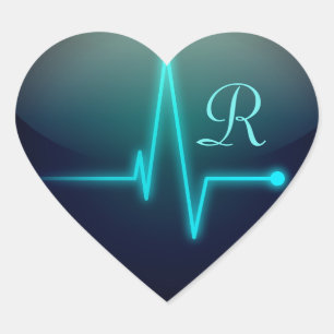 EKG heart medical black blue elegant nurse doctor Heart Sticker