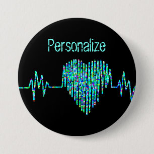 EKG heart medical ekg line 7.5 Cm Round Badge