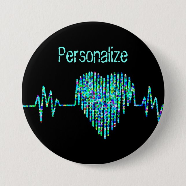 EKG heart medical ekg line 7.5 Cm Round Badge (Front)