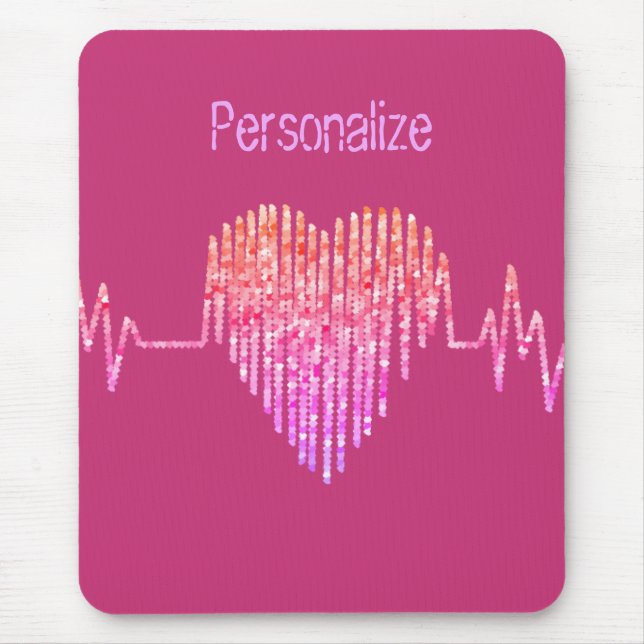 EKG heart medical pink peach purple cute Mouse Mat (Front)