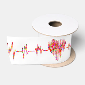EKG heart ribbon Satin Ribbon