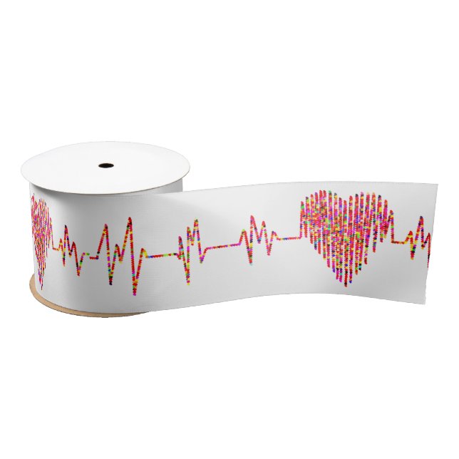 EKG heart ribbon Satin Ribbon (Spool)