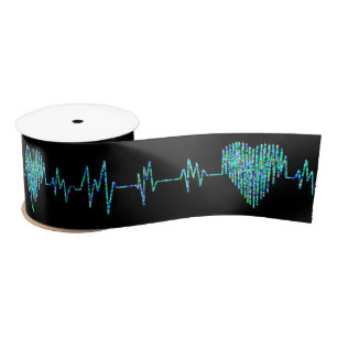 EKG heart ribbon Satin Ribbon