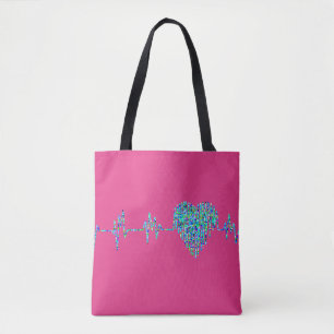 EKG heart tote Bag