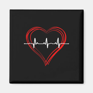 Ekg Heartbeat Love Cardiogram Hollow Ecg Heart  Magnet