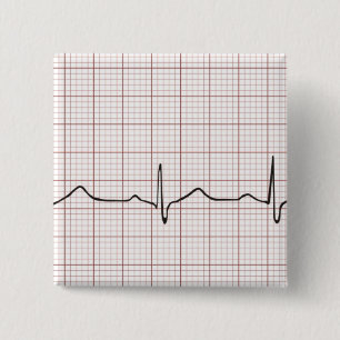 EKG heartbeat on graph paper, PhD (doctor) pulse 15 Cm Square Badge