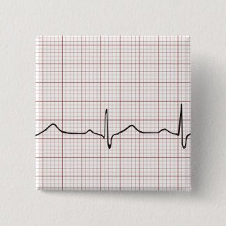 EKG heartbeat on graph paper, PhD (doctor) pulse 15 Cm Square Badge